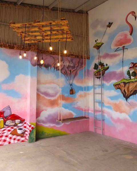 Mural comercial en un restaurante negocio en costa rica